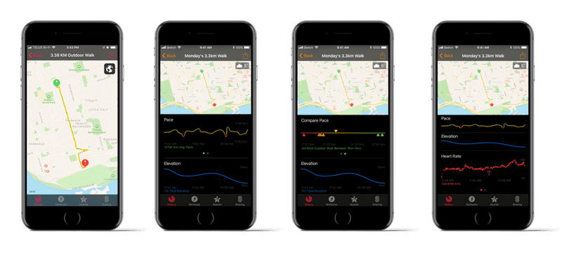 Workout Map Redesign App Screens Before and After