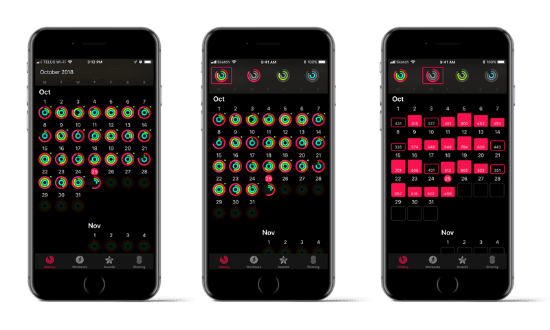 Workout History Redesign App Screens Before and After