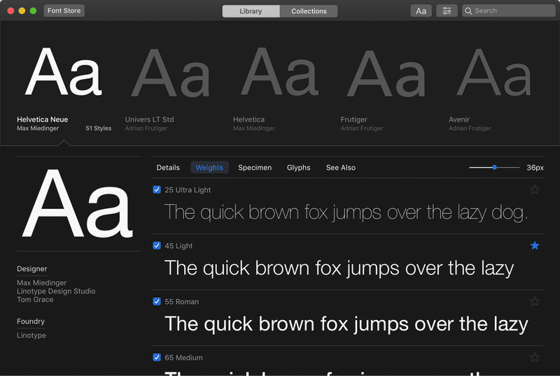 Main Screen of the Redesigned Font Book.