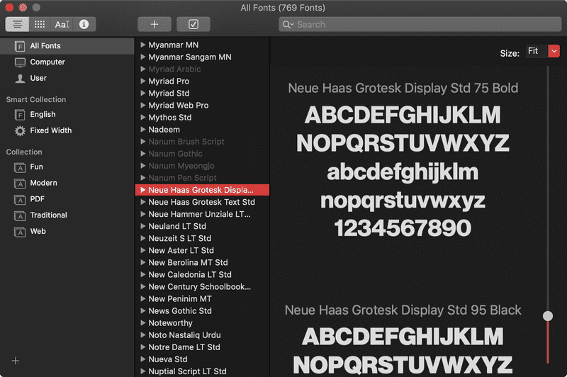 print font book mac